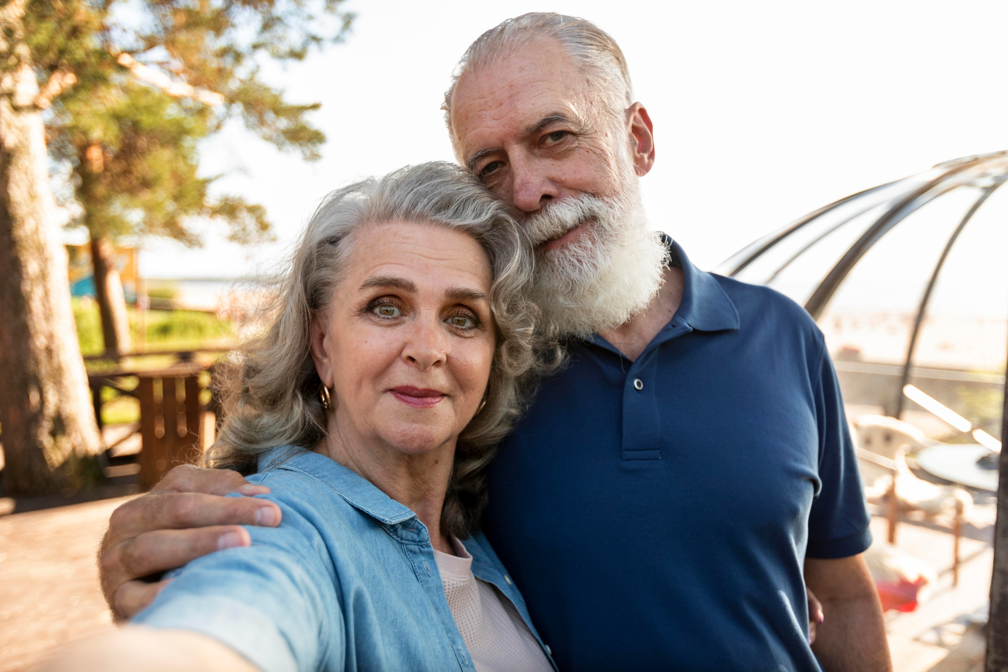 Senior couple sharing coffee and laughter
